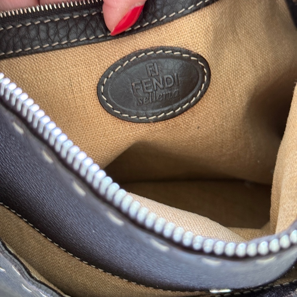 Fendi Crossbody Selleria Leather Zip Top Messenger Bag Brown COLLECTOR’S ITEM - Picture 13 of 16